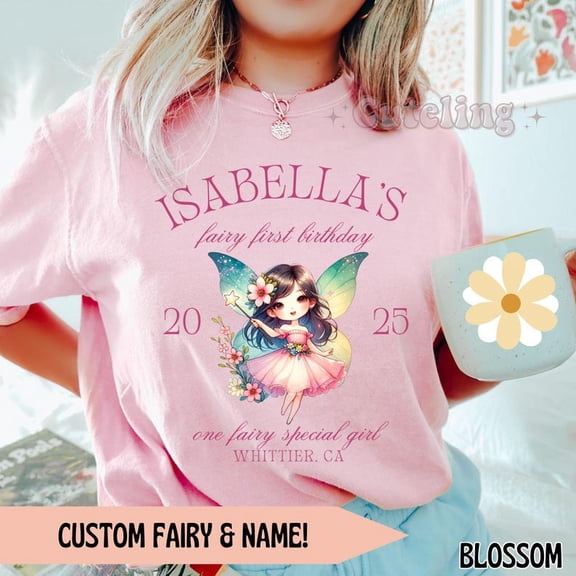 Fairy First Birthday T-Shirt, Comfort Colors® Birthday Shirt, Whimsical Fairy Party Tee, Magical Family Birthday Outfit, Fairy Birthday Shirt for Girls