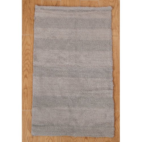 Knightsbridge Stylish And Comfortable All Season Traditional Wide Cut Design Cotton Bath Rug 20" X 30" Silver