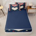 thumbnail image 4 of Manfei Vintage Heart Striped Zipper Twin Comforter Sets with Fitted Sheet and 2 Pillowcases,Classic American Flag Zipper Bedding Set,Red White Blue,Navy Blue Reversible,4pcs, 4 of 8
