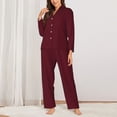 thumbnail image 2 of Pajama Sets for Women 2 Pcs, Maroon Button Down Long Sleeve Sleepwear Lounge PJ Sets, 2 of 6