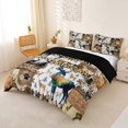 thumbnail image 2 of Castle Fairy Jungle Deer Duvet Cover King,Watercolor Leopard Print Boho Aztec King Bedding,Sepia Orange Cream,Black Reversible,3 Pieces,No Comforter,1 Duvet Cover and 2 Pillowcases, 2 of 5