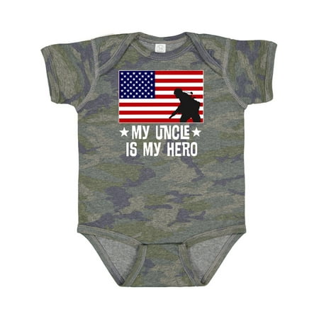 

Inktastic Military Uncle is My Hero US Flag Gift Baby Boy or Baby Girl Bodysuit