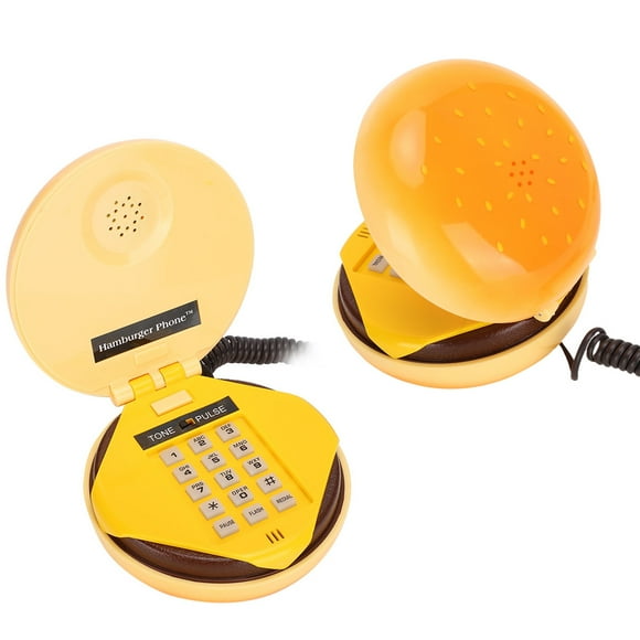 Corded Telephone, Novelty Emulational Hamburger Telephone Wire Landline Phone Home Decoration, with Muti fuction Like Voice Frequency Dialing, Flash, Re Dial the Last Number for Collection
