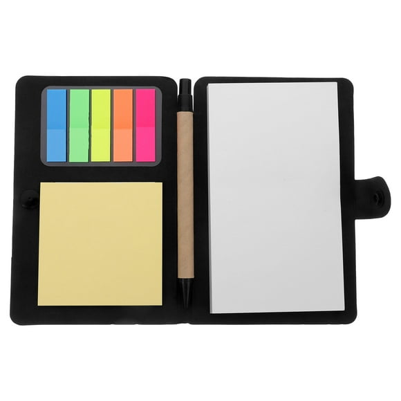 Libreta pequeña con portalápices para útiles escolares y de oficina. Incluye notas adhesivas y pestañas. Bloc de notas con bolígrafo.