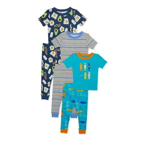 

Wonder Nation Toddler Boy Cotton Tight Fit Pajama Set 6-Piece Sizes 12M-5T