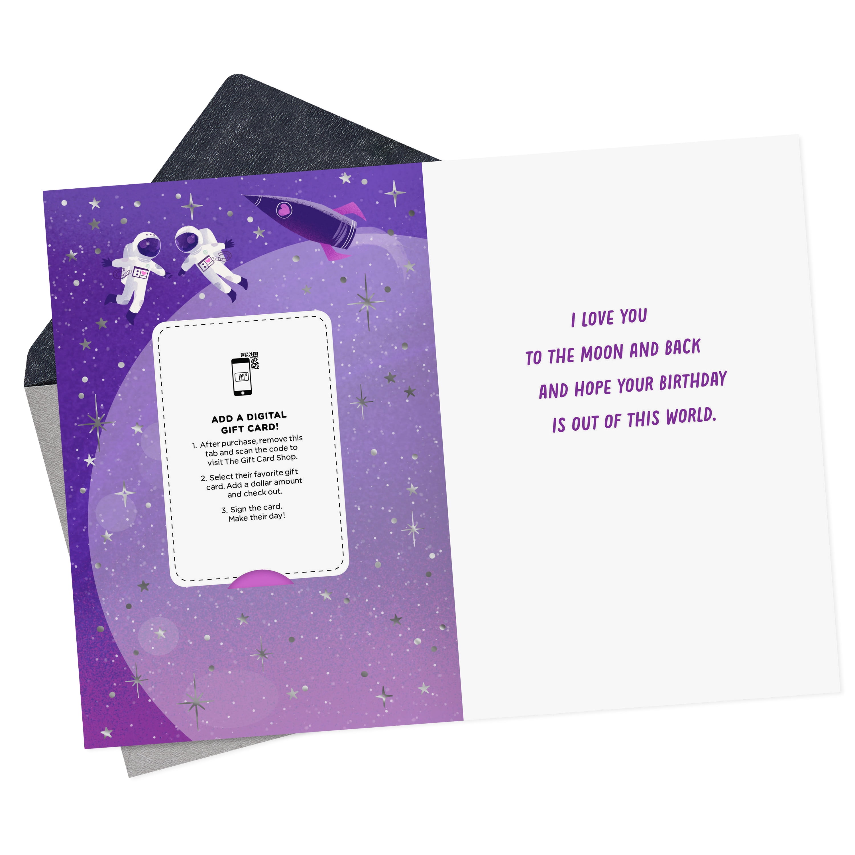 Hallmark Gift Card Greeting Romantic Birthday Card for Husband, Wife, Partner (Love You to the Moon and Back)