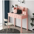 thumbnail image 2 of ADORNEVE Writing Desk with USB Port, Home Office Desk with Drawers and Hutch, 36.2" Study Table for Student/Adults, Computer Work Station with Storage Shelf, 7 Drawers, Pink 36.2*19inch Pink With Usb Ports, 2 of 8
