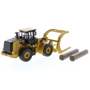 CAT Caterpillar 950M Wheel Loader W/ Bucket & Log Fork W/ Two Log Poles Play & Collect! 1/64 Diecast Model by Diecast Masters