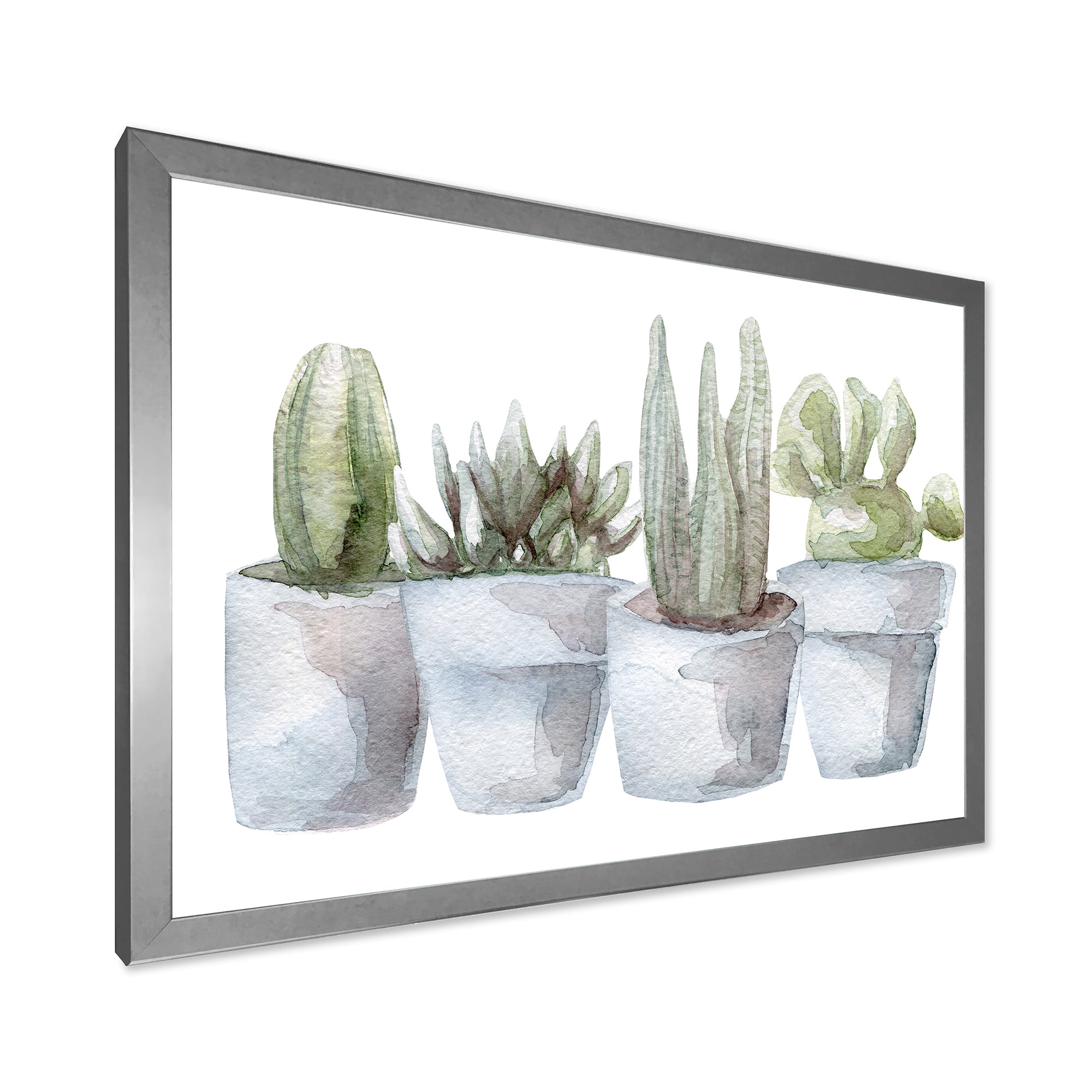 Designart 'Succulent and Cactus House Plants V' Farmhouse Framed Art Print