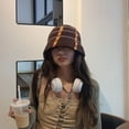 thumbnail image 4 of CoCopeanut Bucket Hats Women Panamas Winter Thicken Knitting Warm Basin Caps Korean Style Students All-match Folding Womens Stylish Retro, 4 of 6
