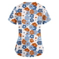 thumbnail image 3 of Iaqnaocc Scrub Tops Women Plus Size Floral Print Nursing Uniform Fashion V Neck Side Slits Scrub Shirt Party Short Sleeve Tees Blouse with Pockets Purple XL, 3 of 4