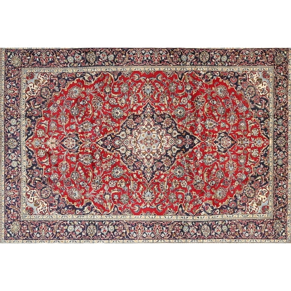 Ahgly Company Indoor Rectangle Traditional Saffron Red Medallion Area Rugs, 6' x 9'