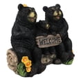 thumbnail image 2 of Papa Mama Black Bears and Cub Sitting On Log with Welcome Plank Sign Figurine, 2 of 9