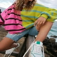 thumbnail image 2 of CNKOO Women‘s Long Sleeve Sweatshirt with Stripe Print  Oversized Pullover for Fall, 2 of 5