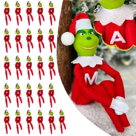 Don't Miss Out! Gomind 12.5" Christmas Grinch Elf Letter Ornament Pendant Christmas Decoration Christmas Tree Ornament Christmas Grinch 26 Letters Plush Toys G