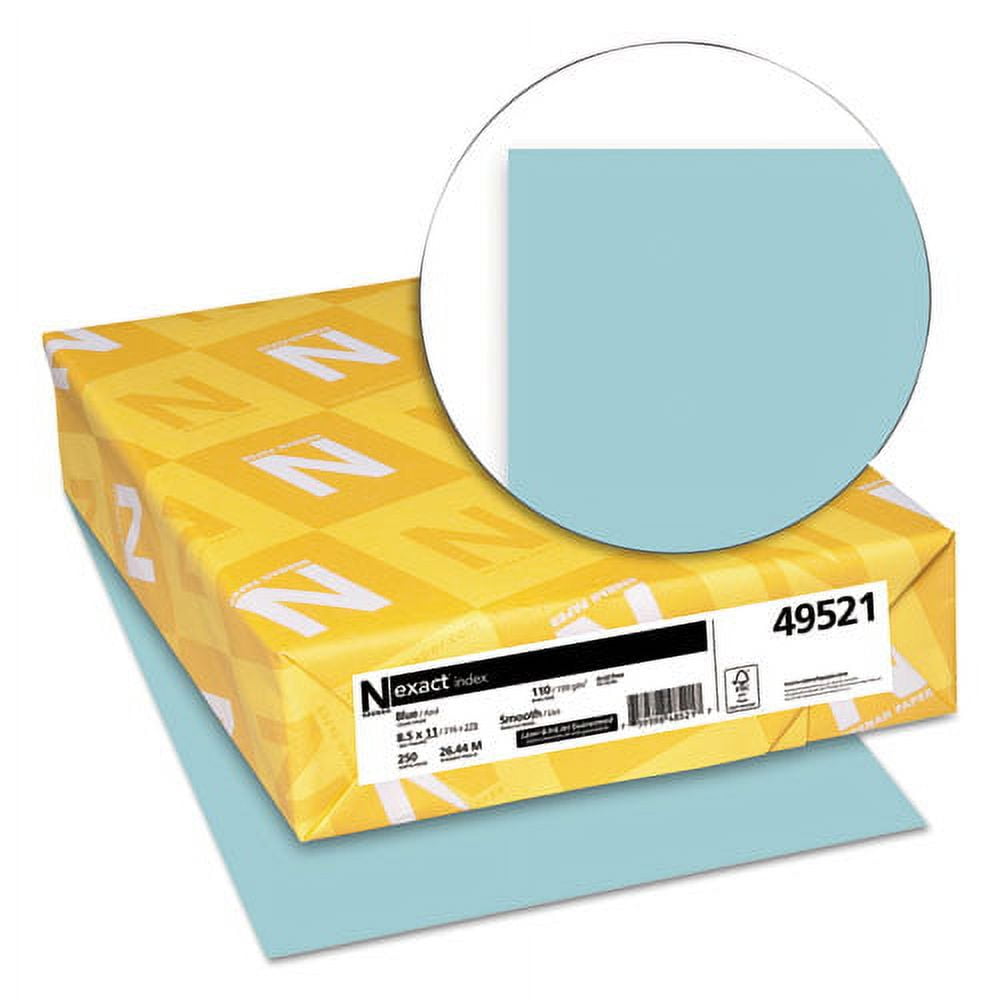 Exact Index Card Stock, 110 Lb, 8.5 X 11, Blue, 250/pack | Bundle of 2 Packs