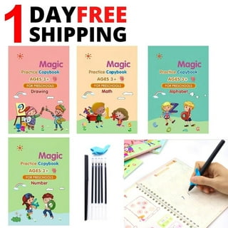 BYFWH Magic Reusable Copybook for Kids,Grooved Handwriting Book  Practice,Reusable Writing Set with a Storage Bag for Preschool Kids Age 3-8