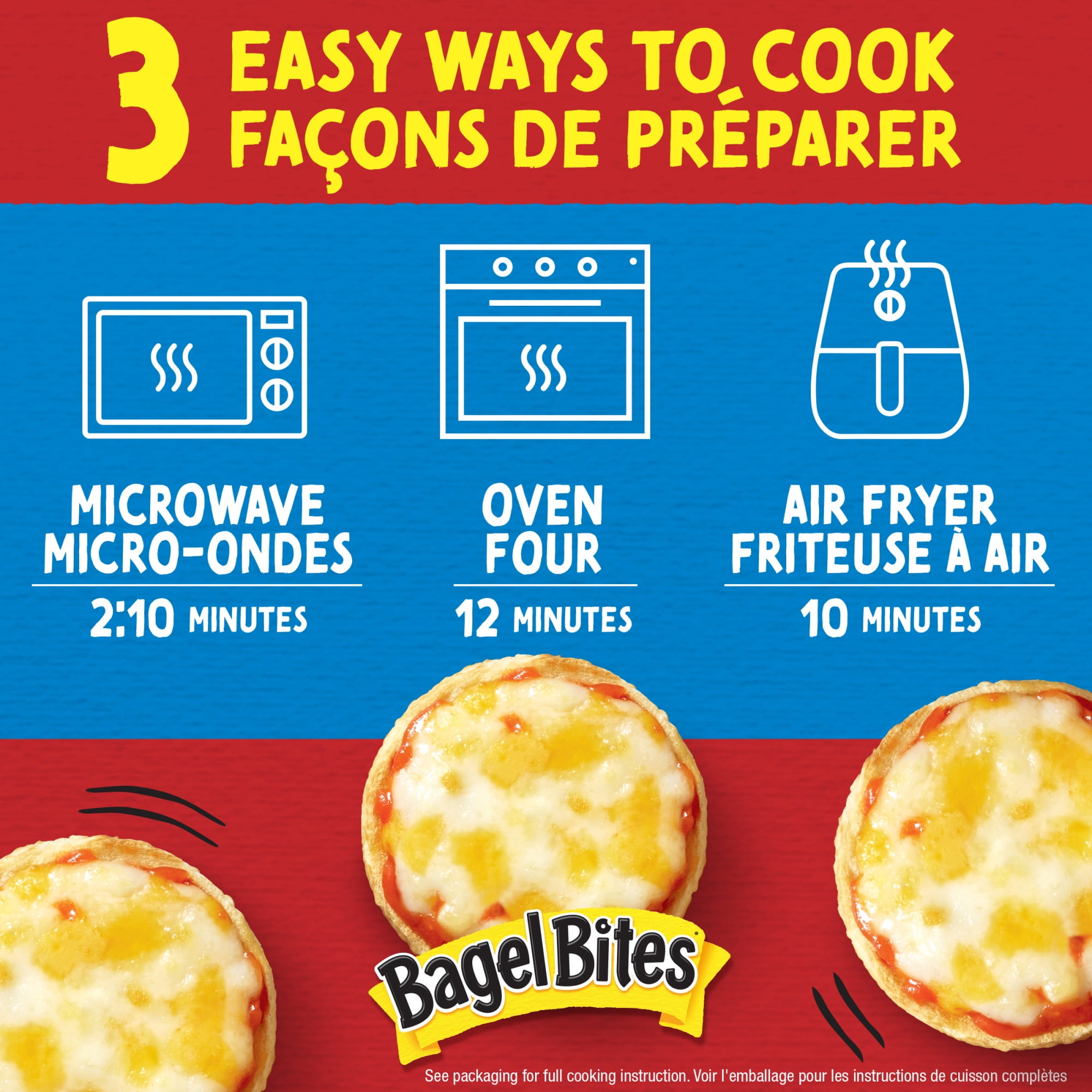 Bagel Bites Three Cheese Frozen Pizza Snacks, 9 ct Box, 198g