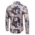 thumbnail image 2 of DPTALR Chemise Homme Casual Manches Longues Lin Col Revers Slim Floral, 2 of 3