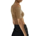 thumbnail image 2 of Coduop Women Twist Knot Front Knit Bandeau Tube Top Sleeveless Off Shoulder Strapless Cropped Crop, 2 of 3