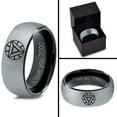 thumbnail image 4 of Tungsten Quote I Love You 3000 Engraved Band Ring 8mm Men Women Comfort Fit Black Dome Brushed Gray Polished, 4 of 4