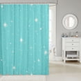 thumbnail image 2 of Manfei Kawaii Stars Shower Curtain 72Wx72L,Cute Cartoon Themed Bathroom Curtain,Cyan White, 2 of 5