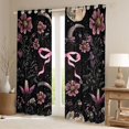 thumbnail image 2 of Homewish Chic Pink Flowers Black Out Curtains For Teens Boys Girls,Kawaii Cute Bow Curtains Pack of 2 (42x63 Each),Exotic Style Bedroom Curtains,Lightweight Room Decor, 2 of 6