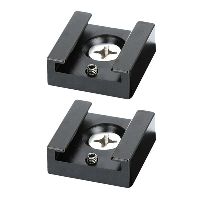 2pcs Quick Release Cold Shoe Mount Adapter Flash Stand Bracket for Camera (Black)