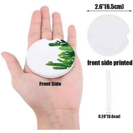 

ZHANZZK Cactus Set of 6 Car Coaster for Drinks Absorbent Ceramic Stone Coasters Cup Mat with Cork Base for Home Kitchen Room Coffee Table Bar Decor