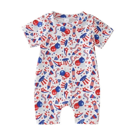 

Toddler Girls Romper Independence Day USA Flag Star Striped Printed Short Sleeve Independence Day Western Boot Star Striped Jumpsuits Outwear Dailywear Activewear Cozy Elegant Jumpsuits