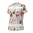 thumbnail image 5 of Fuzoiu Snowflakes Santa Claus Print Women's V-Neck T-Shirt,Women's Short Sleeve Top, Comfortable for Work, Leisure, and Sports, 5 of 7