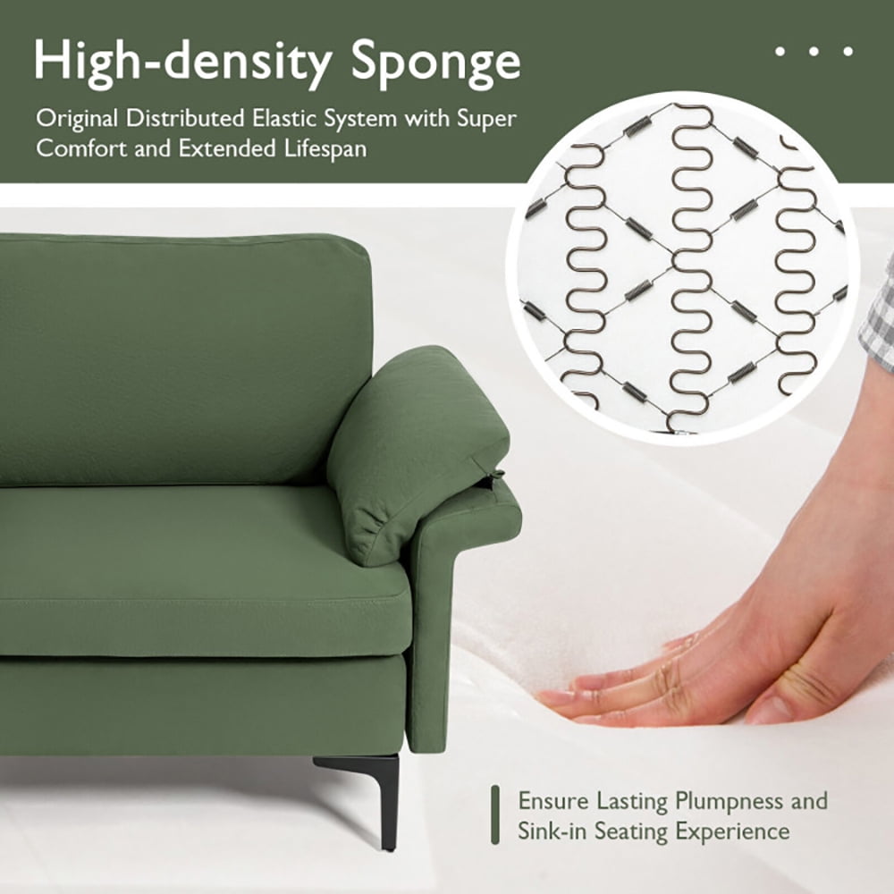 Finihen Loveseat Sofa, Modern Fabric Loveseat Sofa for with Metal Legs and Armrest Pillows, for Living Room, Bedroom, Army Green Finihen Loveseat Sofa, Modern Fabric Loveseat Sofa for with Metal Legs and Armrest Pillows, for Living Room, Bedroom, Army Green