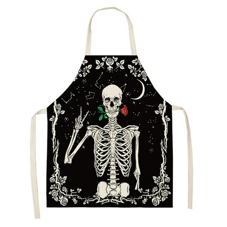 

Fsqjgq Painters Apron with Sleeves Apron Women Men Bones Apron for Designs Apron Dress Black Chef Coat Personalized Polyester Gray