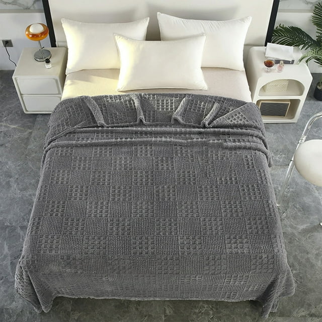 QTOCIO Fleece Throw Blanket Throws Sofa Breathable Fuzzy Blanket For All Seasons Couch Bed Home Decor Office Machines Washable