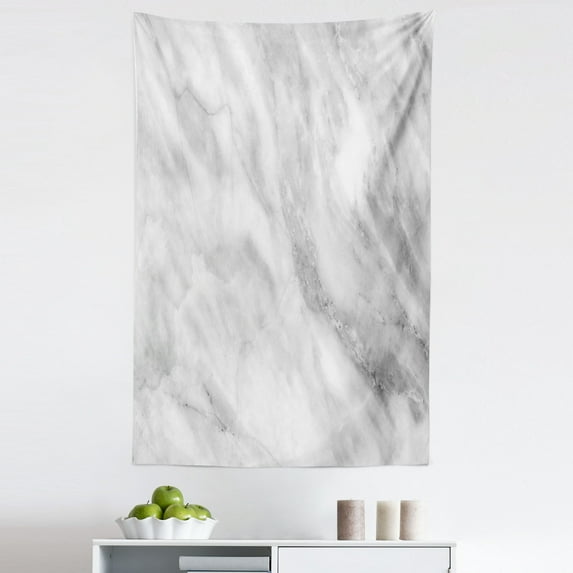 Marble Print Tapestry, Marble Surface Textured Cracks and Veins Shady Limestone Ceramic, Fabric Wall Hanging Decor for Bedroom Living Room Dorm, 5 Sizes, Grey Dust, by Ambesonne
