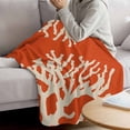 thumbnail image 3 of Coral Orange Blanket Soft Cozy Warm Throw Blanket for Couch, Plush Fuzzy Flannel Fleece Blankets for Sofa, Coastal White Ocean Marine Nautical Beach Bed Blankets Lightweight Gifts for Women, 30"x40", 3 of 9