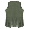thumbnail image 5 of TiaoBug Womens Cowgirl Sleeveless Fringe Waistcoat Jacket Cowboy Tassel Vest Tank Tops Army Green XXL, 5 of 7