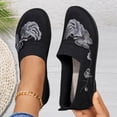 thumbnail image 3 of Women's Orthopedic Loafers Shoes Lightweight Knit Butterfly Embroidered Slip on Comfortable Walking Shoes with Arch Support Black Size 7.5, 3 of 5