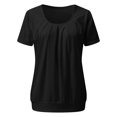 thumbnail image 3 of Tshirt Women Women's Round Neck Solid Color Pleated Short Sleeved Casual T-shirt, 3 of 6