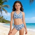 thumbnail image 2 of Glisme Bathing Suits For Girls 2 Piece Swimsuit Crisscross Tie Back Tropical Floral Bikini Sets Kids Swimwear For Swimming Pool Beach Size 9-10 Years, 2 of 4