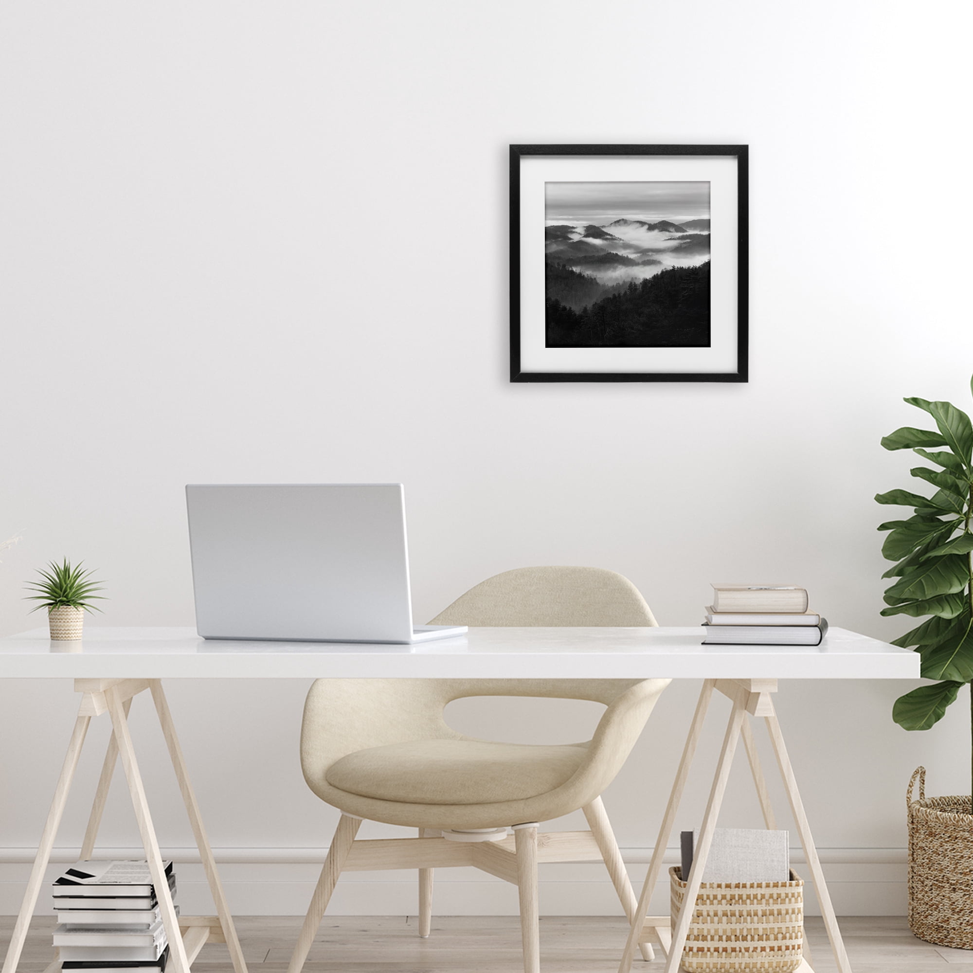 Stupell Industries Smoky Mountains Forest Black Framed Print Under Glass, design by Nicholas Bell