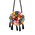 thumbnail image 2 of Bolso tejido a mano con flores para mujer bandolera de algodón Ehuebsd con margaritas de lana estilo Rural con cadena de perlas ganchillo, 2 of 9