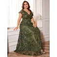 thumbnail image 2 of AURA Plus Size Sequin V Neck Evening Dress Women Elegant Party Long Formal Gown, 2 of 7