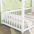 thumbnail image 4 of Canopy Twin Size Bed Frames, Modern Platform Floor Bed, Wood Twin Bed Frames for Kids Boys Girls, Floor Bed Frame Twin, with Canopy Frame and 3 Side Guardrails, White, 4 of 10