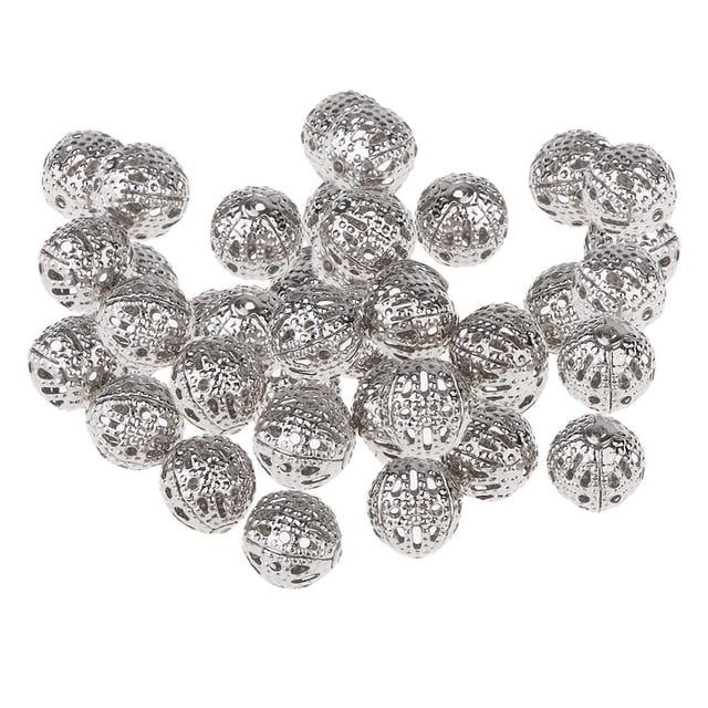 100 Unids / pieza, Huecas de Metal Chapadas en Plata, Espaciadoras Sueltas de 8 Mm para Joyería, Collar, , Pendientes,