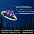 thumbnail image 2 of Gem Stone King 18K Yellow Gold Plated Silver Purple Amethyst Engagement Ring for Women | 1.07 Cttw | Oval 7X5MM | Gemstone February Birthstone | Size 6, 2 of 6