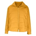 thumbnail image 6 of Olyvenn Women's Quilted Lightweight Stand Collar Full Zip Long Sleeve Outwear Pockets Bomber Jacket Winter Warm Puffer Coats Yellow 8, 6 of 8