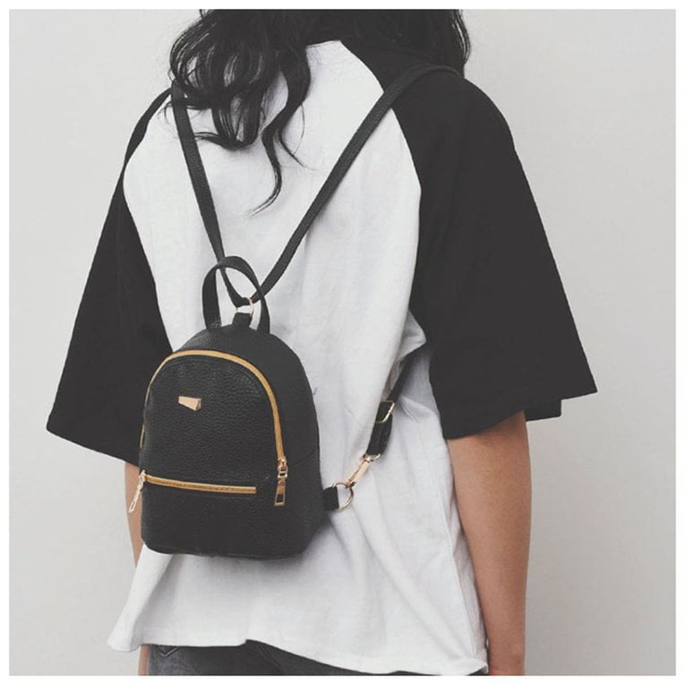 Mini Backpack Female Bag PU Leather Women Sweet Girl Travel Shoulder Bags Adjustable Straps Fashion Zipper Bag by