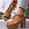 thumbnail image 3 of Rokment Platform High Heels Dressy Sandals for Women Ladies 2026 Fashion Casual Peep Toe Chunky Block Heeled Dress Pumps Ankle Strap Gladiator Summer Shoes Brown Size 8, 3 of 7