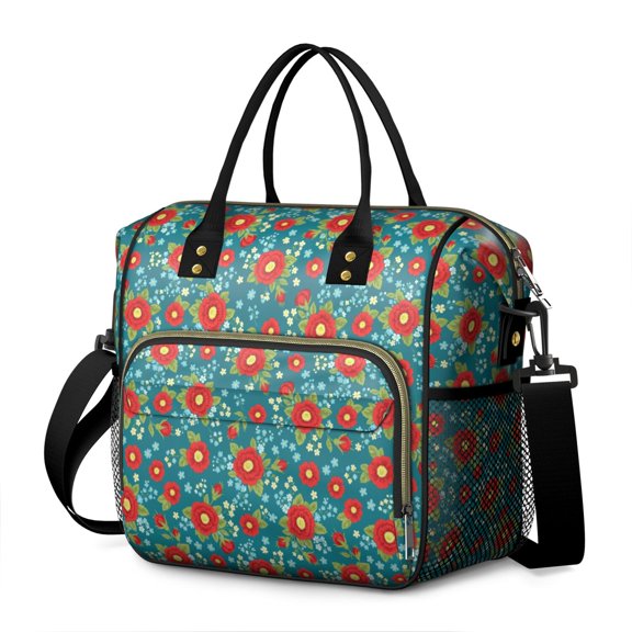 Pioneer Flower Floral Print Pattern Womens Lunch Box for Work,Insulated Large Lunch Bag,Leakproof Adult Lunch Bag for Work,Beach,Travel,Picnic,Camping